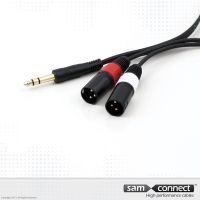 6.3 mm stereo Klinke zu 2x XLR Kabel, 3 m, m/m